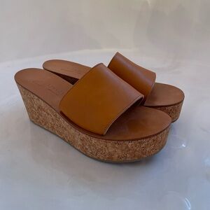 K Jacques platform sandal size 9 Women's Tan Wedge heel